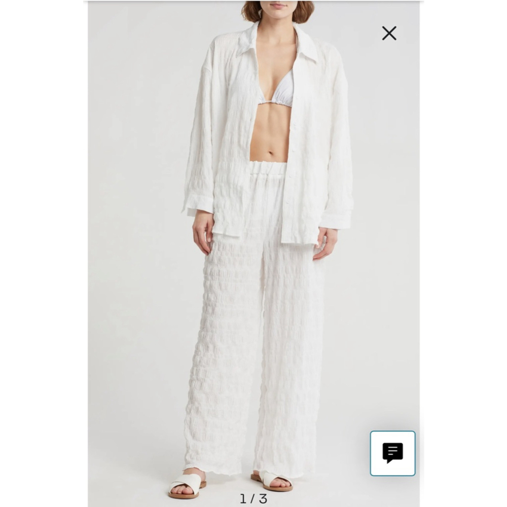Women's Nordstrom Rack White Crinkle 2-Piece Cover-Up Set S
